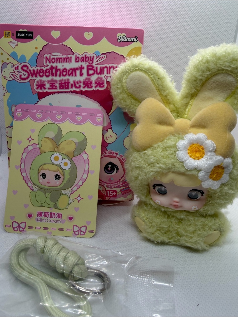 Nommi Baby Sweetheart Bunny Plush Doll in Mint Cream